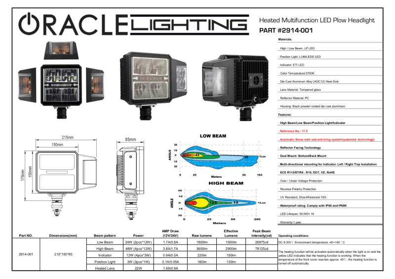 Oracle Lighting Multifunction LED Plow Headlight with Heated Lens 5700K - Image 5