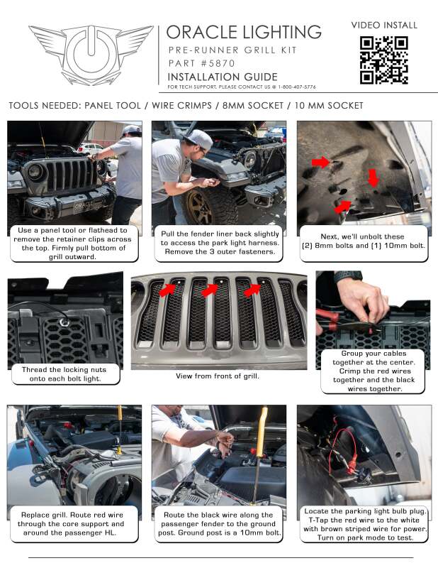 Oracle Pre-Runner Style LED Grille Kit for Jeep Wrangler JL - Amber - Image 9